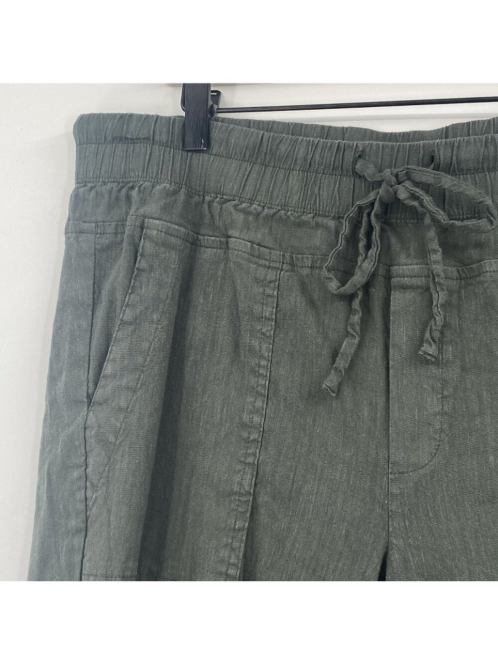 Kut From The Kloth Women's Size L Green Linen Blend Drawstring Pants - Picture 11 of 16